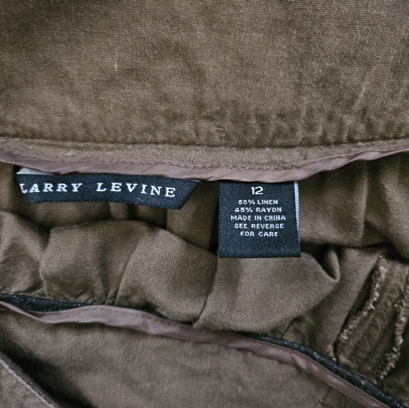 Vintage - Linen Blend Larry Levine Green Skirt - Size 12 - Picture 4 of 6